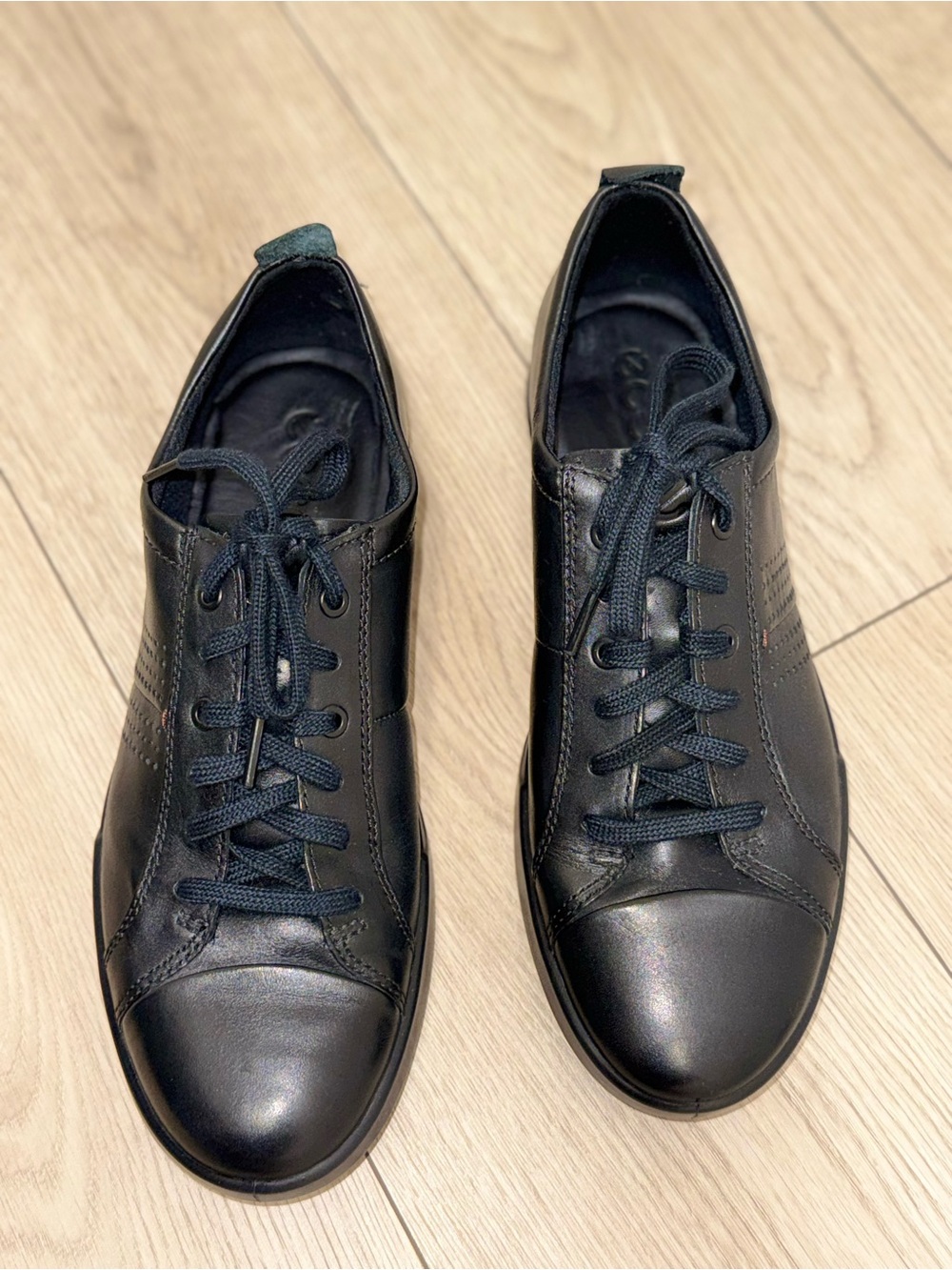 Ecco Soft 7 Mens Black Lace Up Leather Casual Sneakers Shoes Size EU 43 US 9-9.5